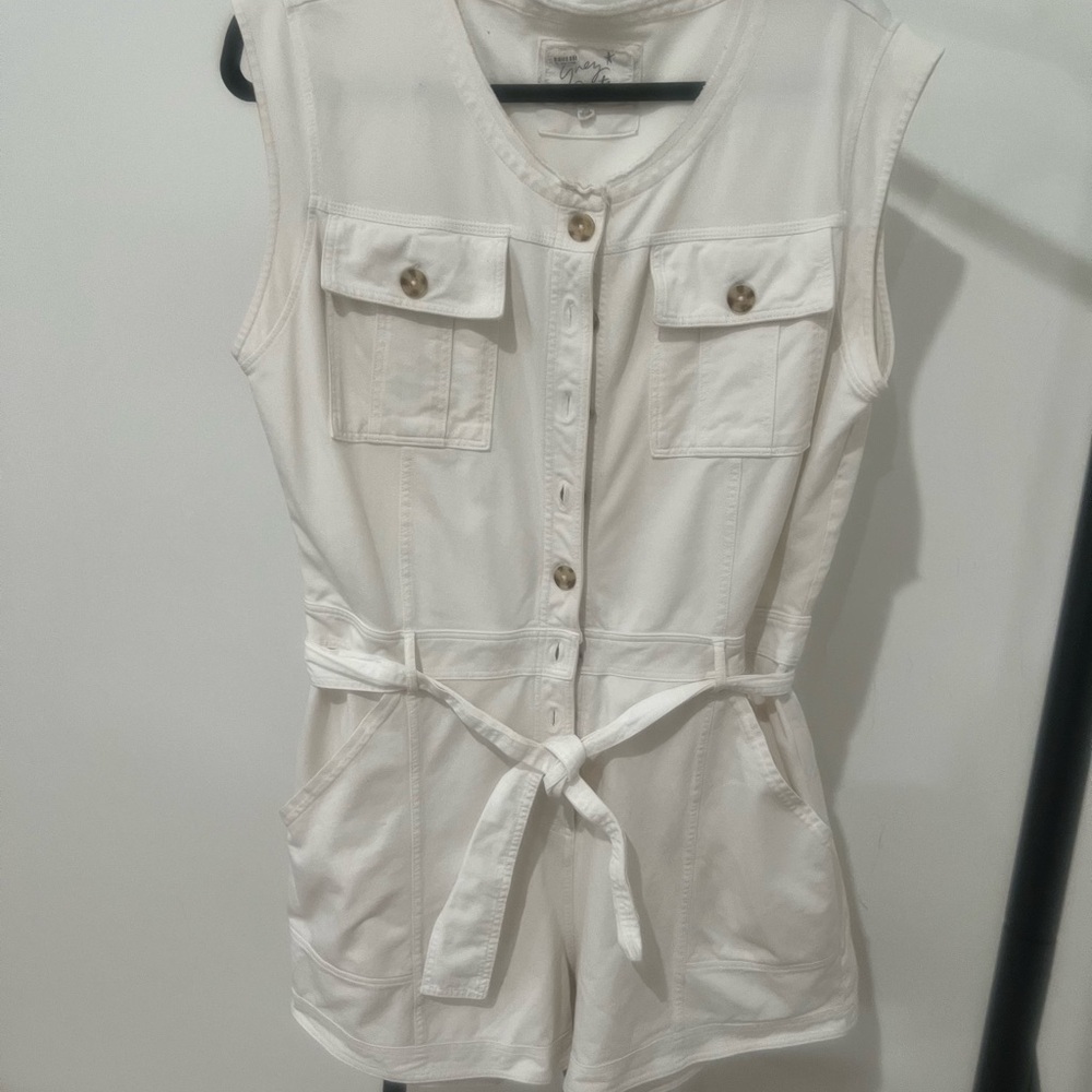 Grey State White Button-Up Romper